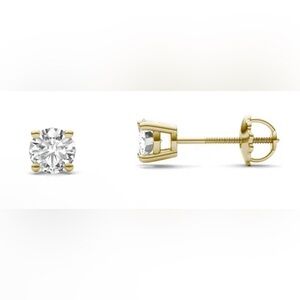 NWT .50 Carats Elegant Moissanite & Gold Plated 925 Silver Screw Back Earrings